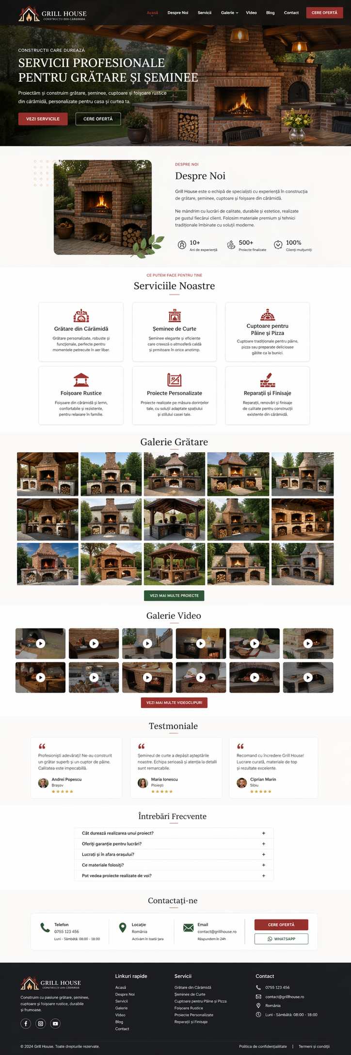 Website de prezentare pentru servicii profesionale de grătare, șeminee și pirostrii, creat de WSOD.PROD