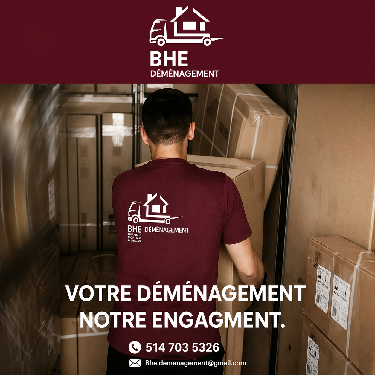 Post promoțional pentru firmă de mutări BHE Déménagement realizat de WSOD.PROD
