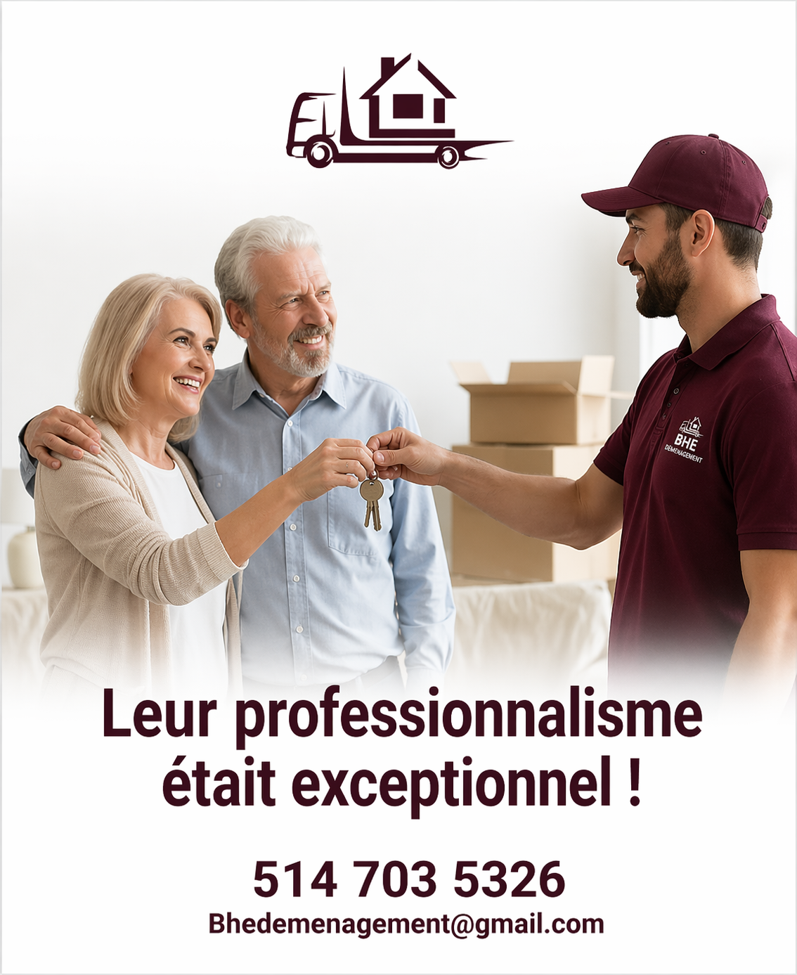 Vizual testimonial pentru BHE Déménagement realizat de WSOD.PROD