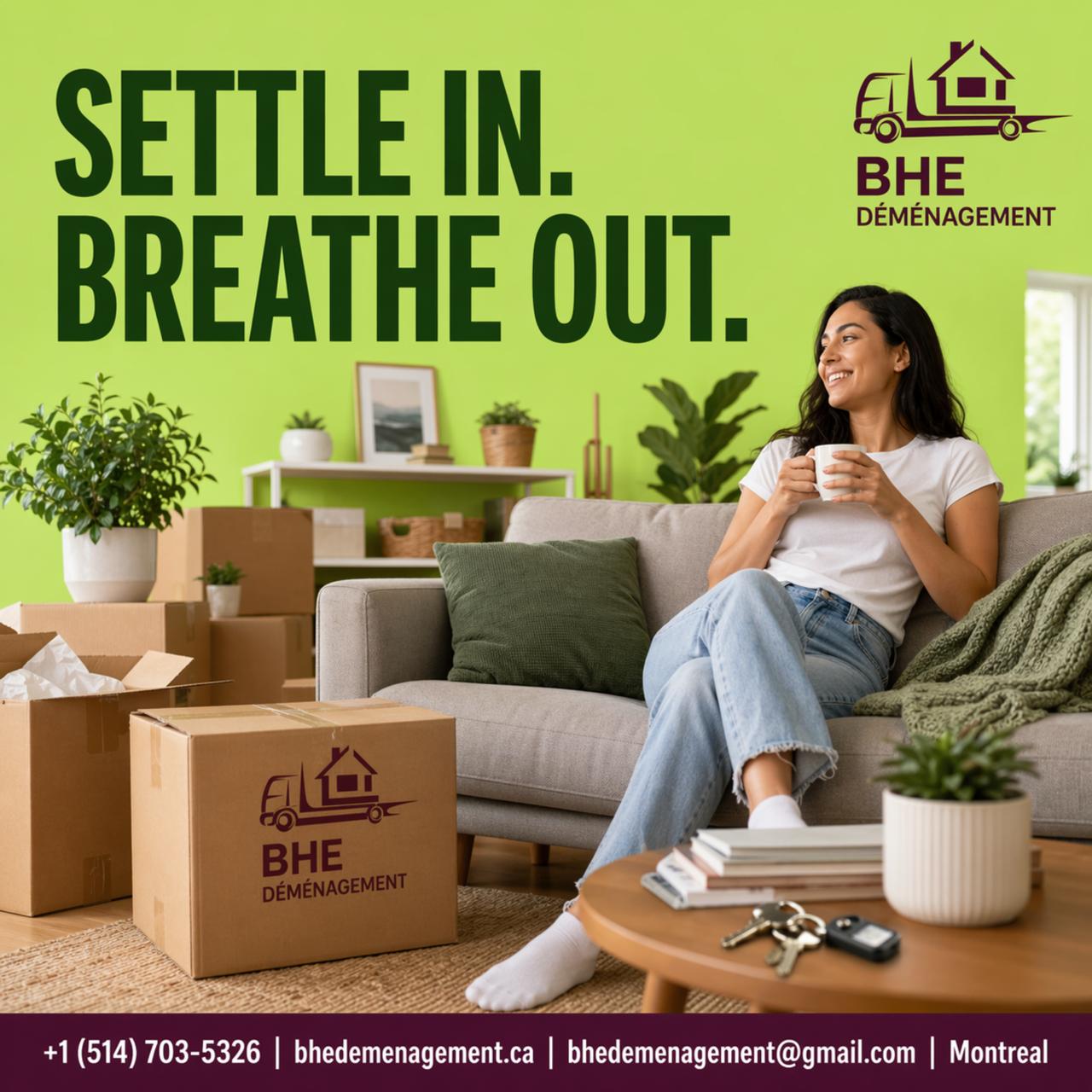 Vizual promoțional pentru BHE Déménagement realizat de WSOD.PROD