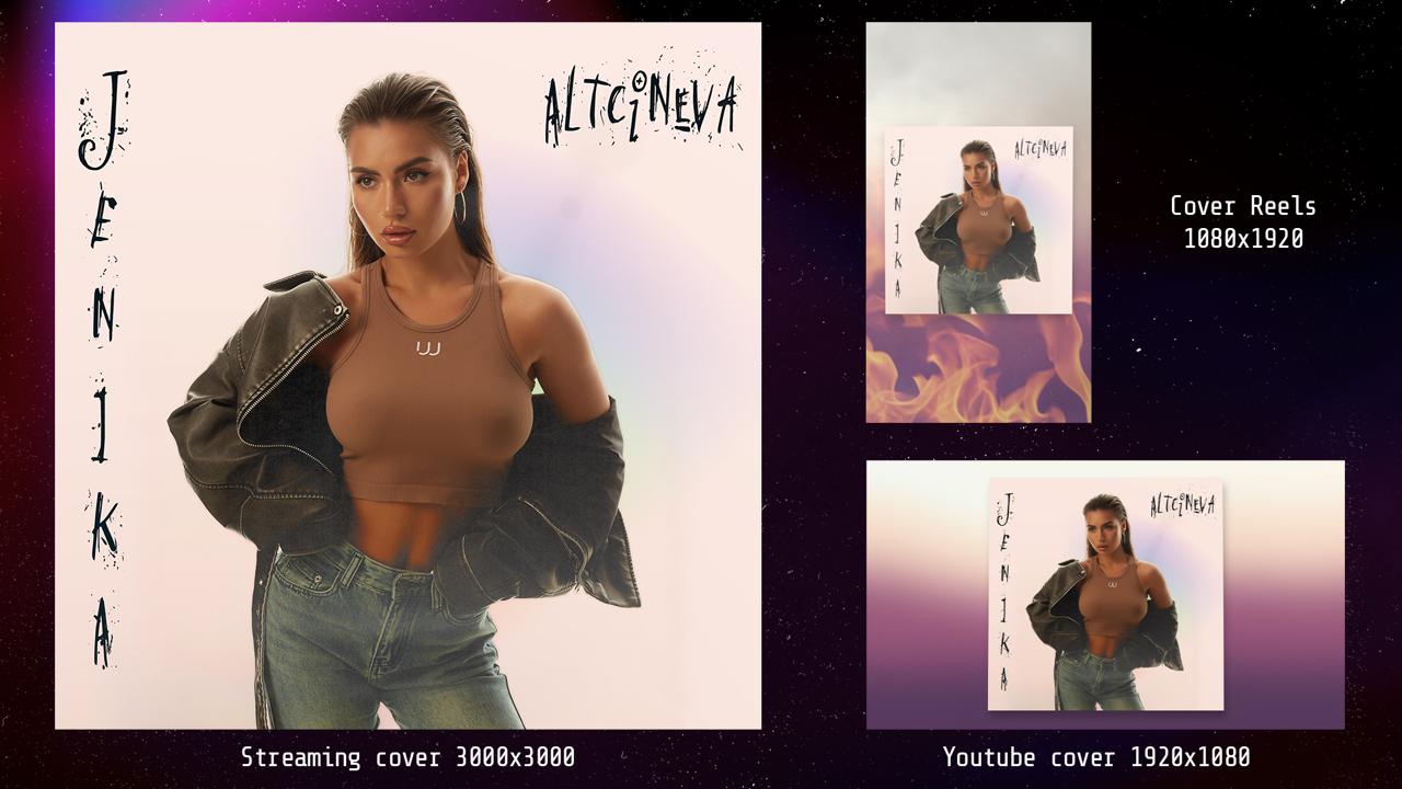 Design cover art pentru artista Jenika și piesa „Altcineva”, copertă streaming, cover Reels și cover YouTube realizate de wsod.prod