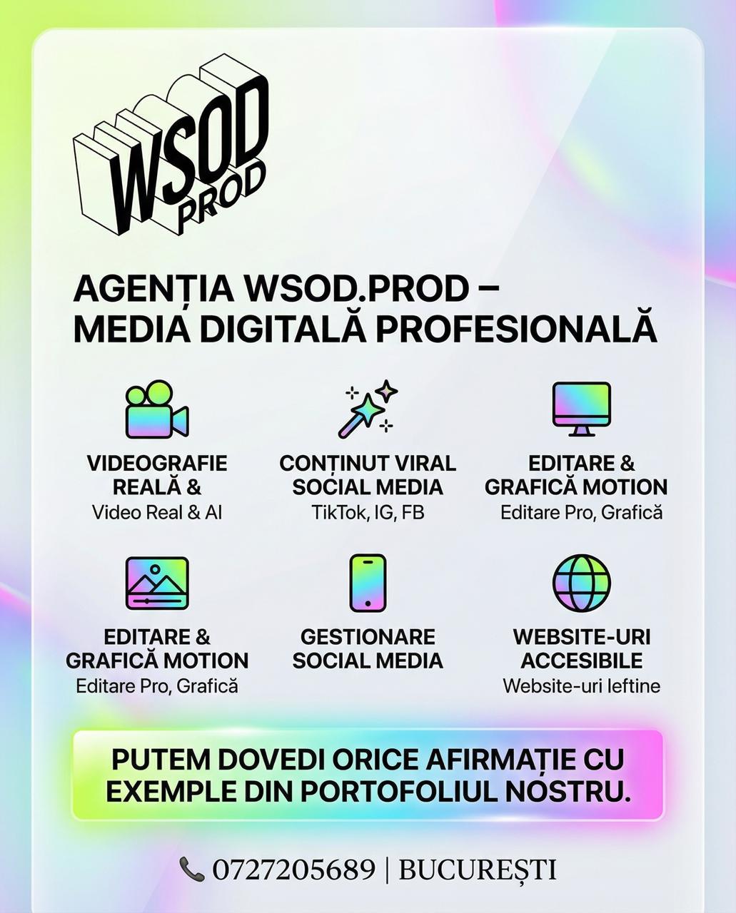 Design propriu de flyer pentru WSOD.PROD realizat de WSOD.PROD pentru promovarea serviciilor de digital media