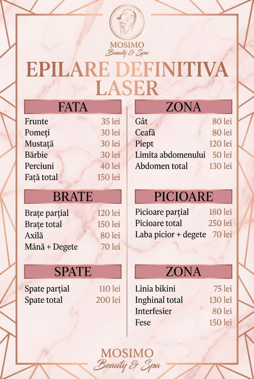 Design meniu pentru Mosimo Beauty Salon, realizat de wsod.prod