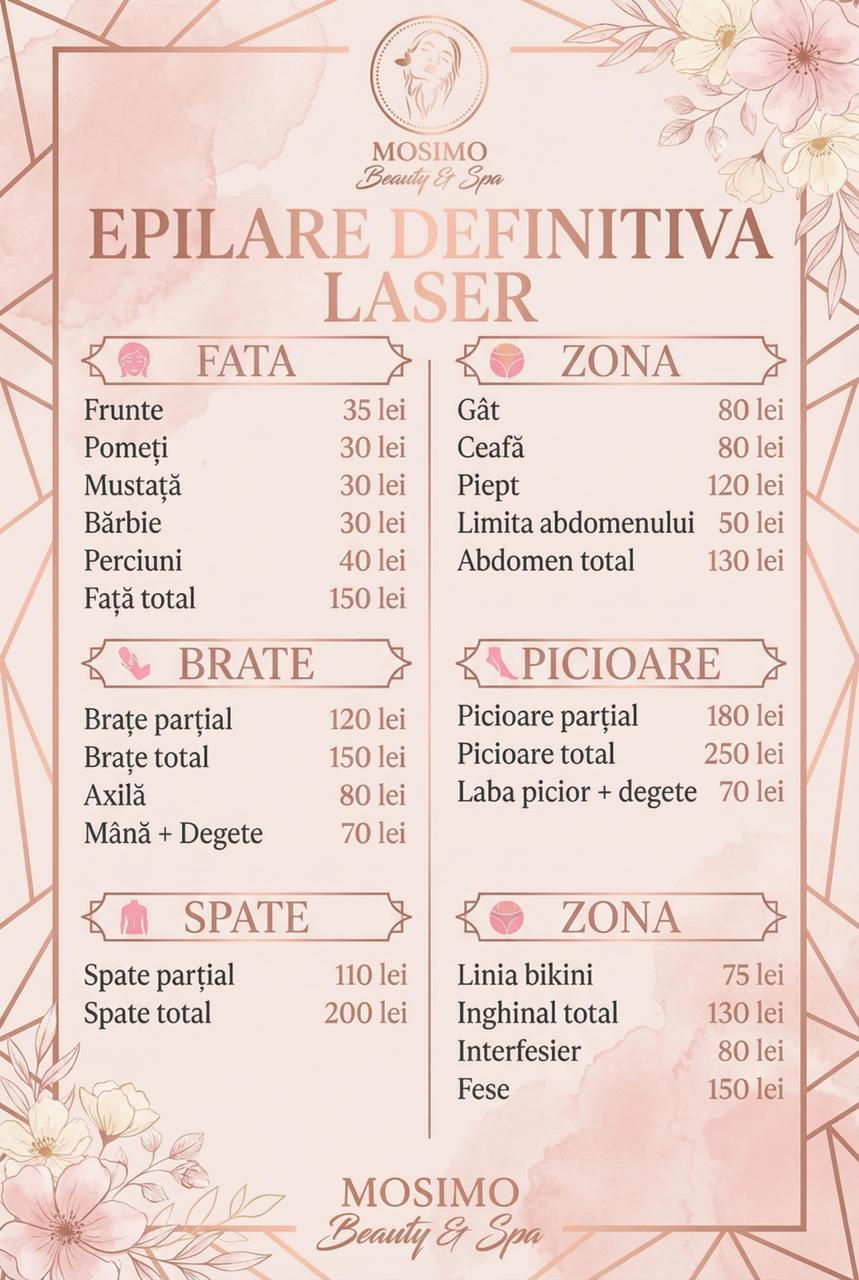 Design meniu pentru Mosimo Beauty Salon, realizat de wsod.prod