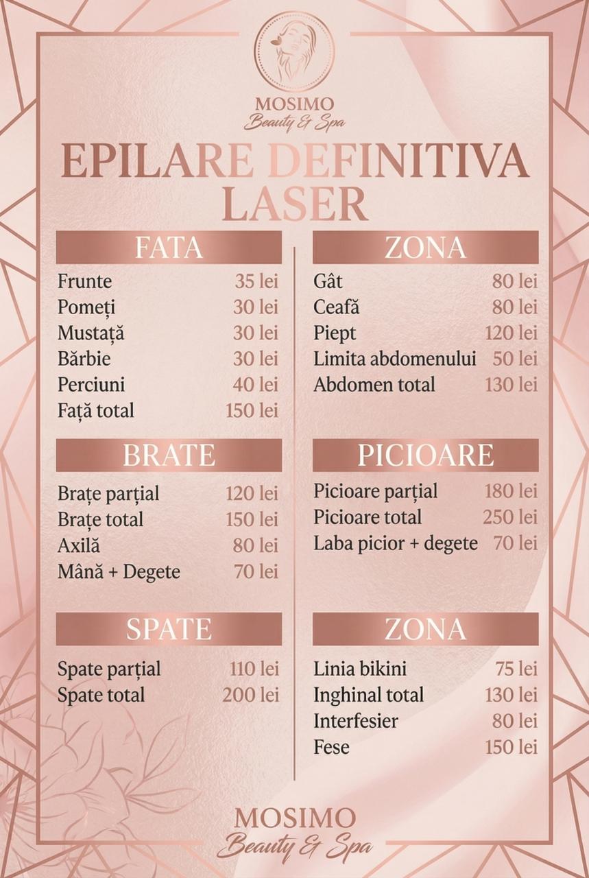 Design meniu pentru Mosimo Beauty Salon, realizat de wsod.prod