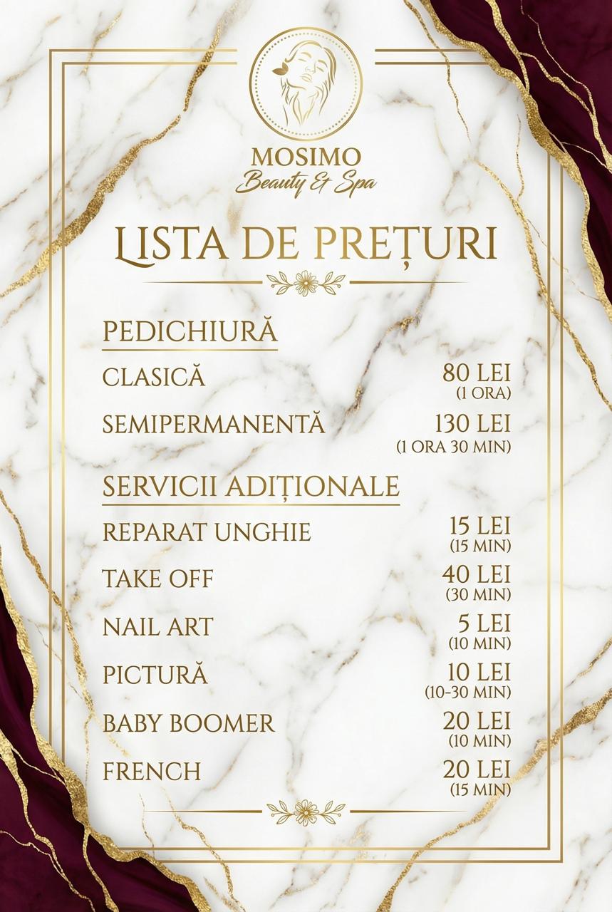 Design meniu pentru Mosimo Beauty Salon, realizat de wsod.prod