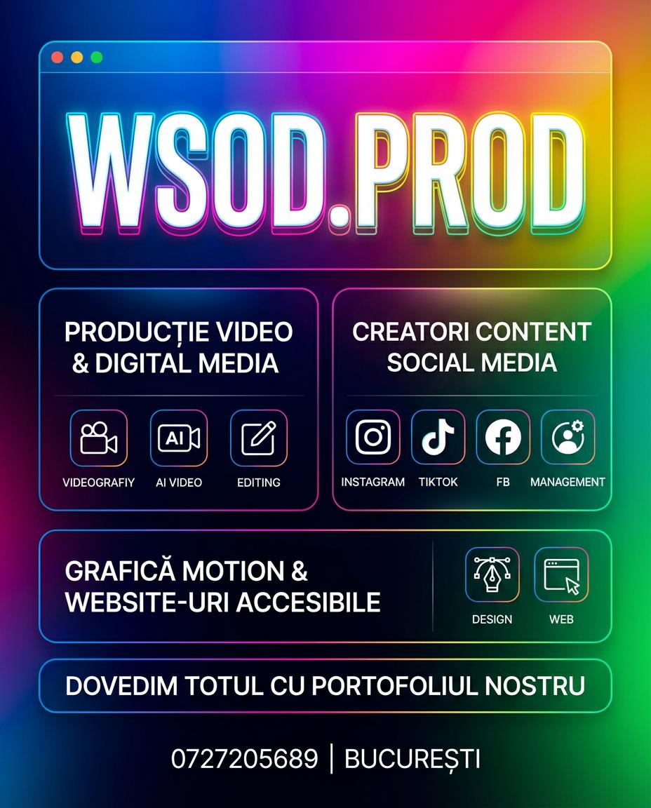 Design propriu de flyer pentru WSOD.PROD realizat de WSOD.PROD pentru promovarea serviciilor de digital media